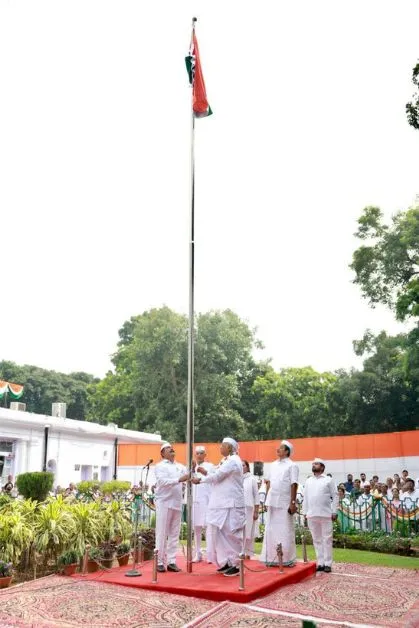Mallikarjun Kharge Hosting Flag