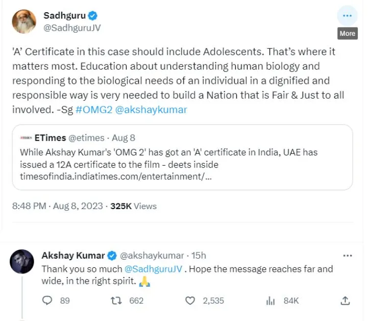 Sadhguru And Akshay Kumar tweet